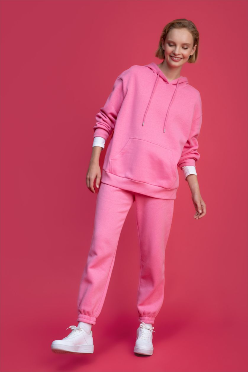 WOMAN Pink jogger Thick Sweatshirt Fabric Trousers