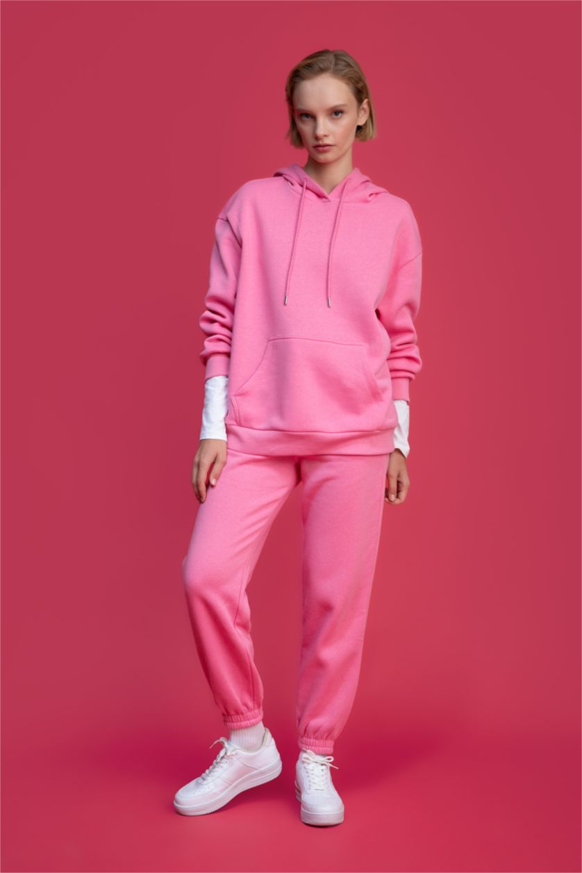 WOMAN Pink jogger Thick Sweatshirt Fabric Trousers