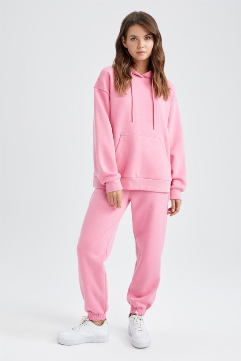 WOMAN Pink jogger Thick Sweatshirt Fabric Trousers