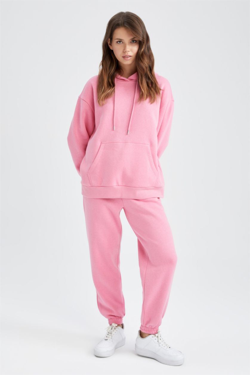 WOMAN Pink jogger Thick Sweatshirt Fabric Trousers
