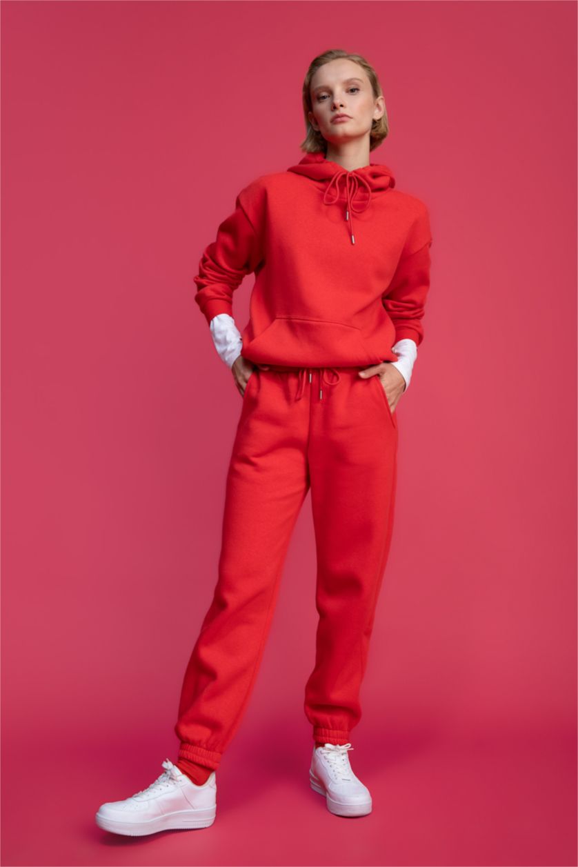 WOMAN Red jogger Thick Sweatshirt Fabric Trousers