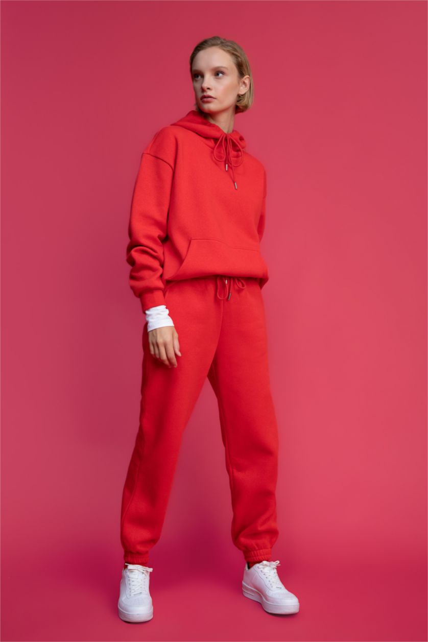 WOMAN Red jogger Thick Sweatshirt Fabric Trousers