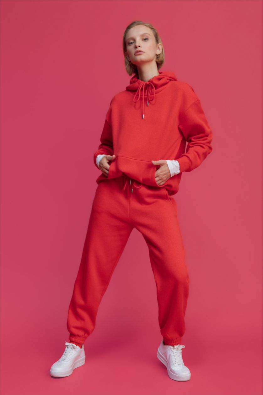 WOMAN Red jogger Thick Sweatshirt Fabric Trousers