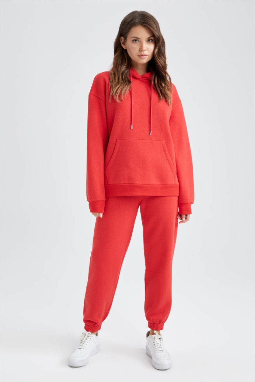 WOMAN Red jogger Thick Sweatshirt Fabric Trousers