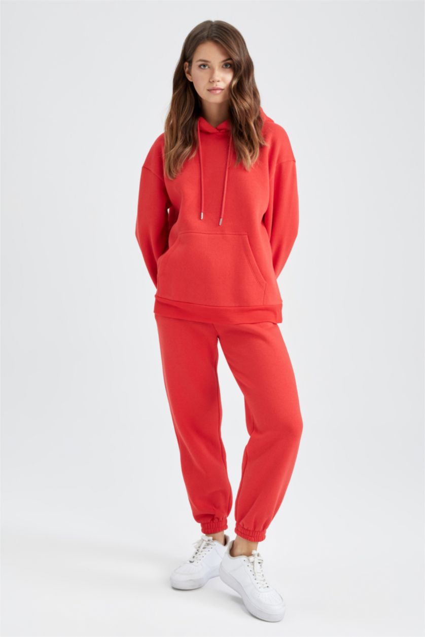 WOMAN Red jogger Thick Sweatshirt Fabric Trousers