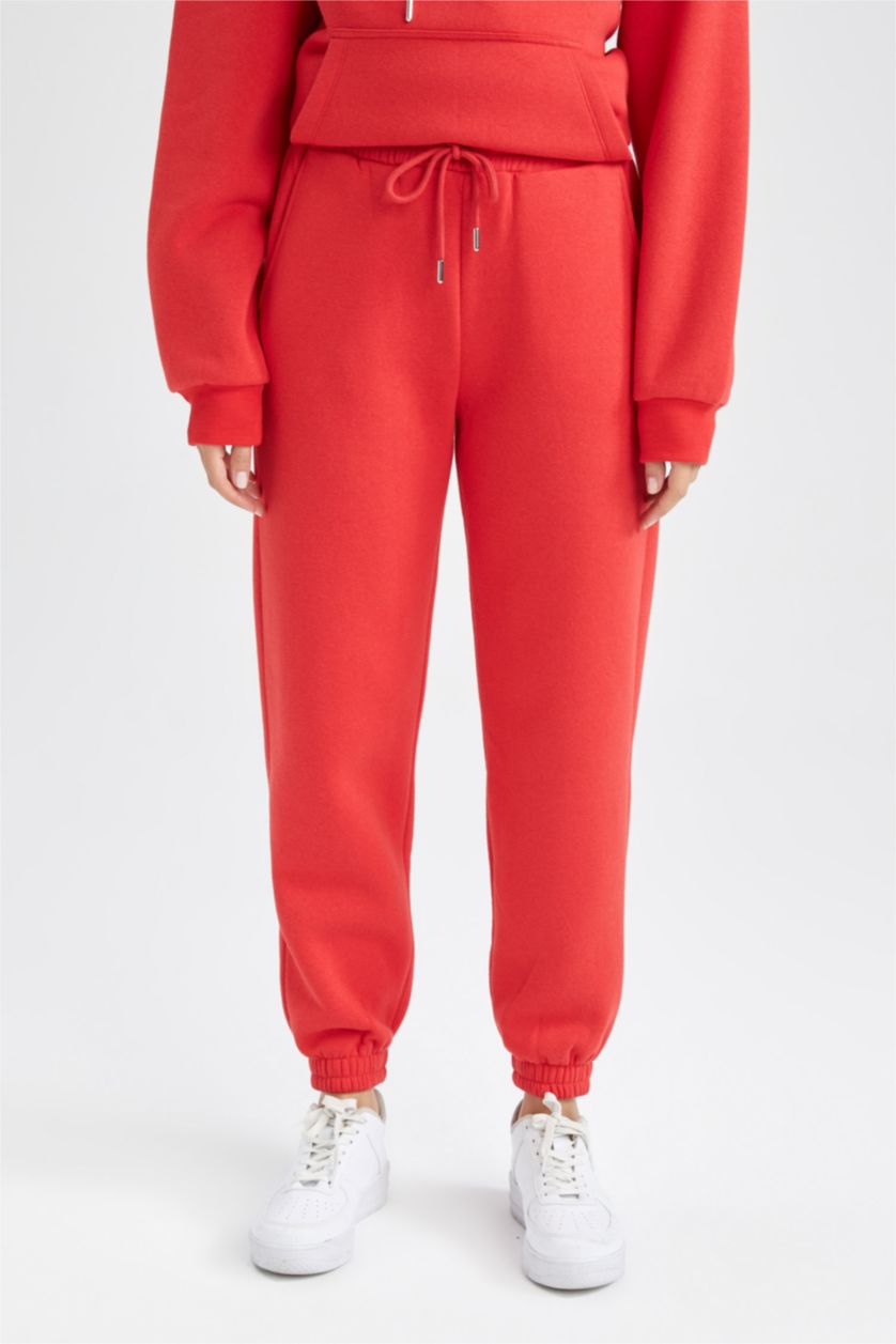 WOMAN Red jogger Thick Sweatshirt Fabric Trousers