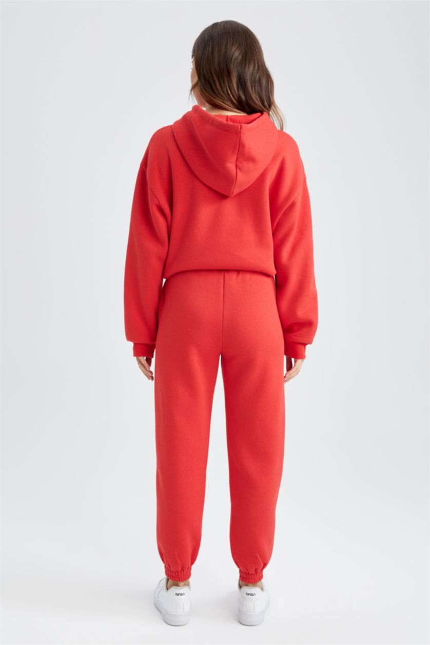 WOMAN Red jogger Thick Sweatshirt Fabric Trousers