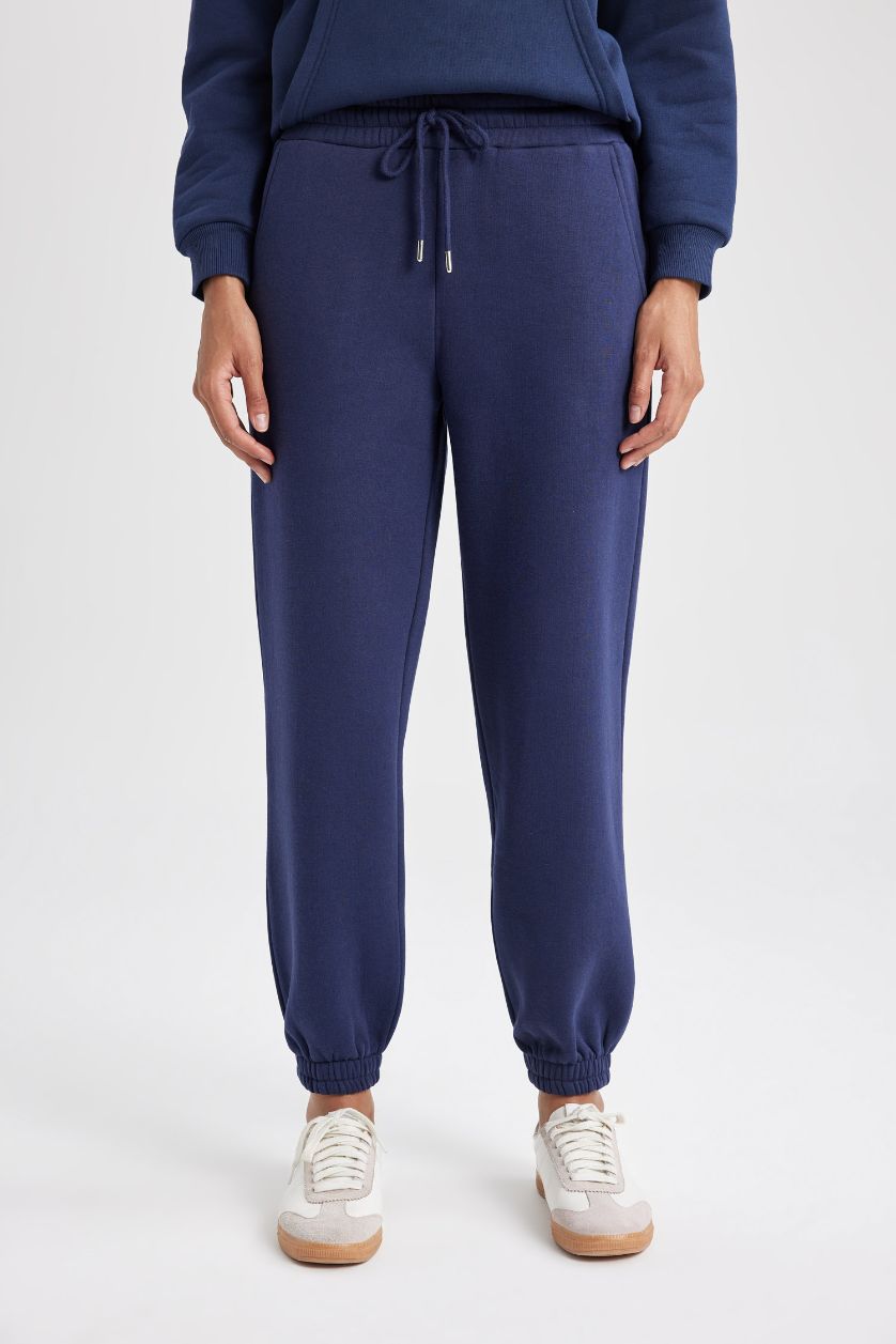 WOMAN NAVY jogger Basic Thick Sweatshirt Fabric Trousers