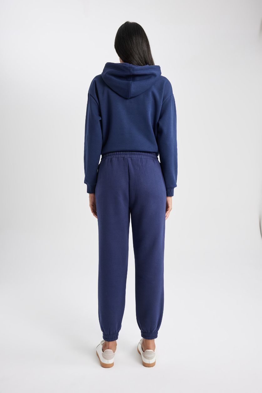 WOMAN NAVY jogger Basic Thick Sweatshirt Fabric Trousers