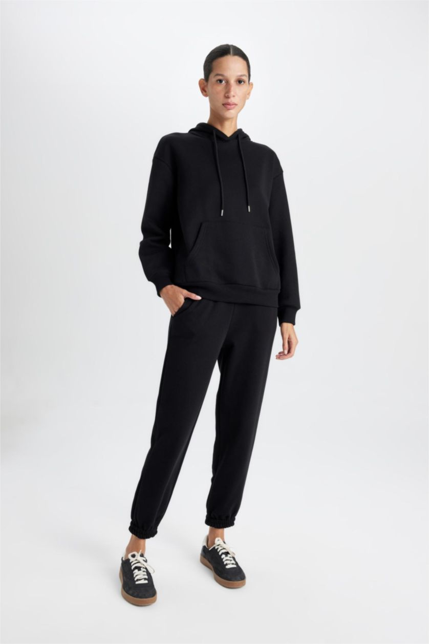WOMAN Black jogger Thick Sweatshirt Fabric Trousers