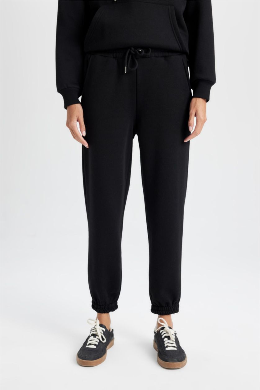 WOMAN Black jogger Thick Sweatshirt Fabric Trousers