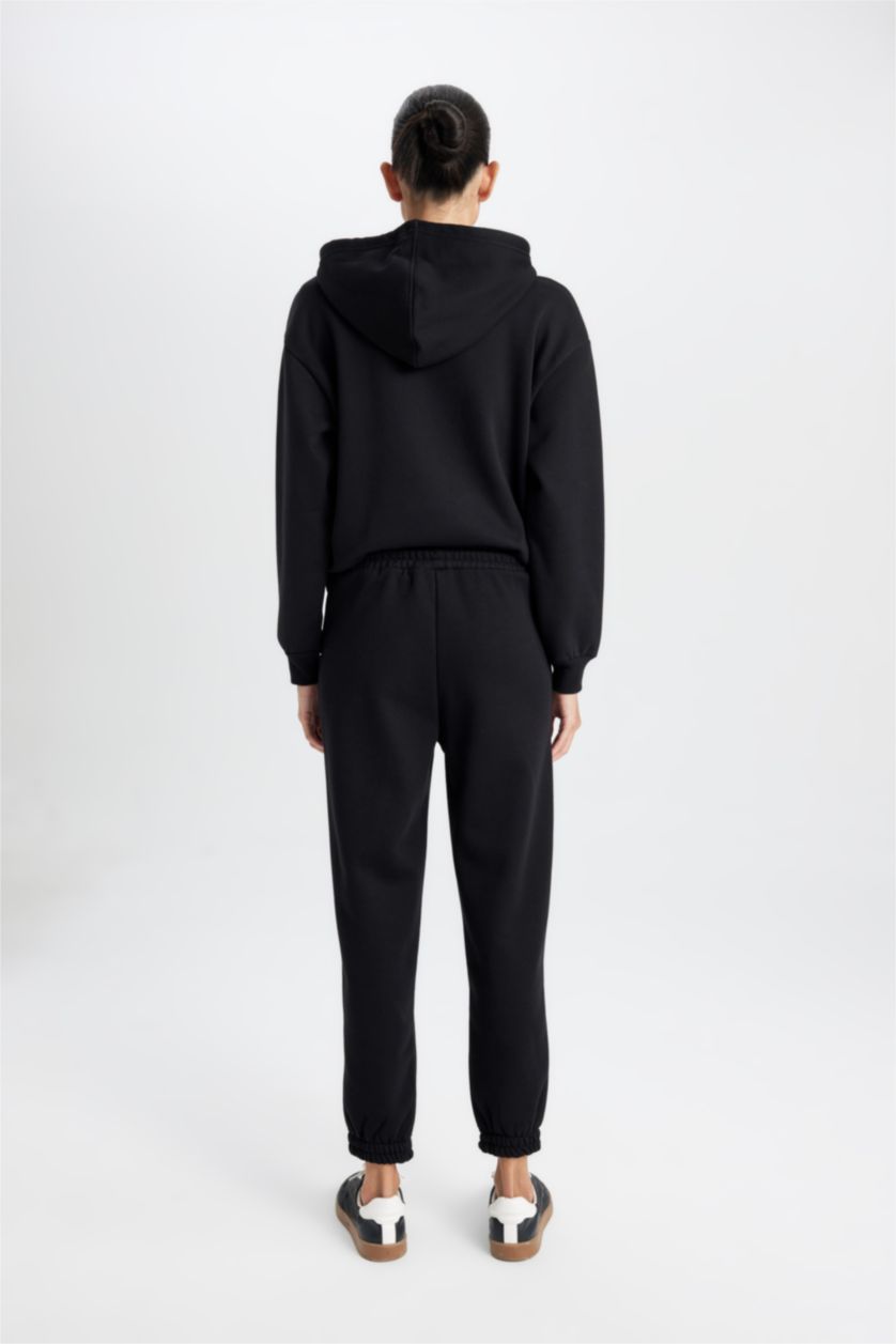 WOMAN Black jogger Thick Sweatshirt Fabric Trousers