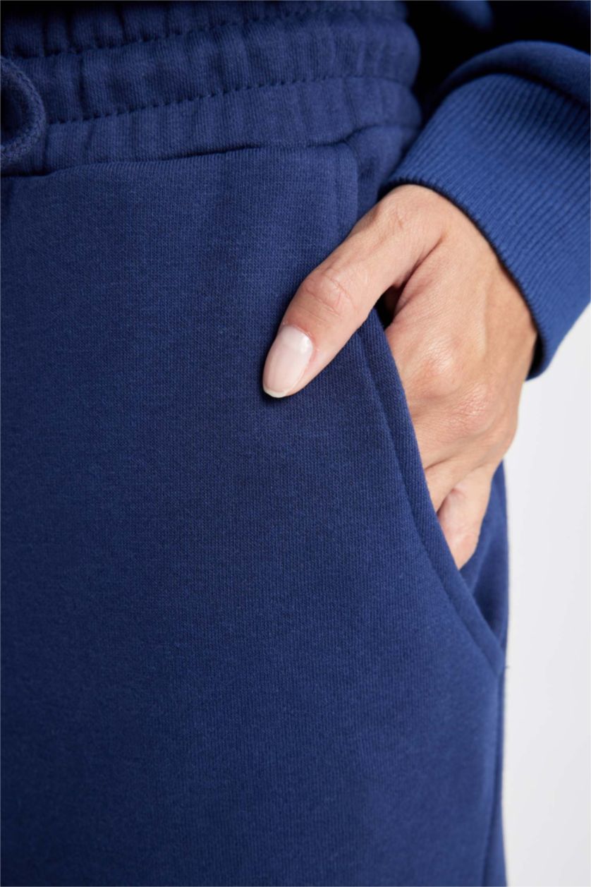 نساء كحلي بنطلون بجامة رياضي قماش سميك بجيب وخصر عادي