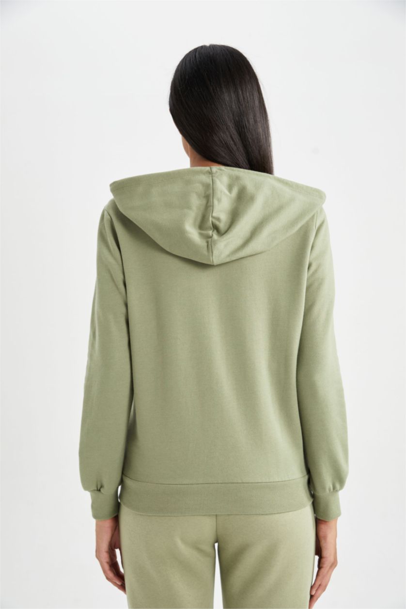 FEMME Kaki Sweat à capuche Basique zippé à Coupe régulière