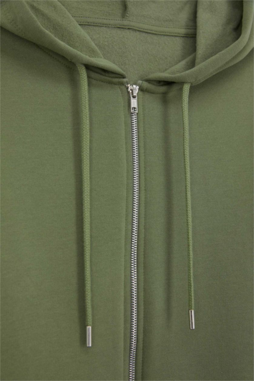 FEMME Kaki Sweat à capuche Basique zippé à Coupe régulière