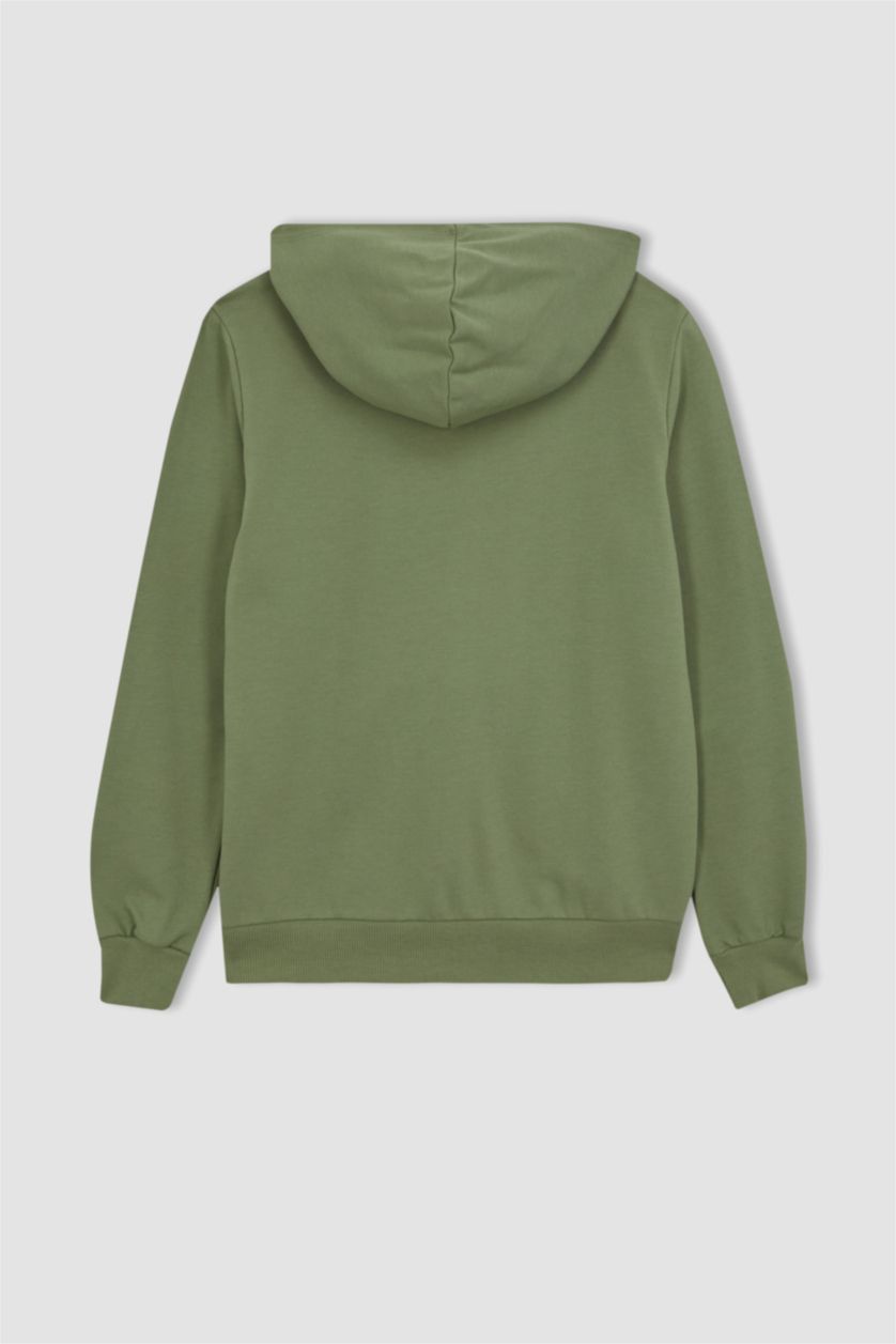 FEMME Kaki Sweat à capuche Basique zippé à Coupe régulière