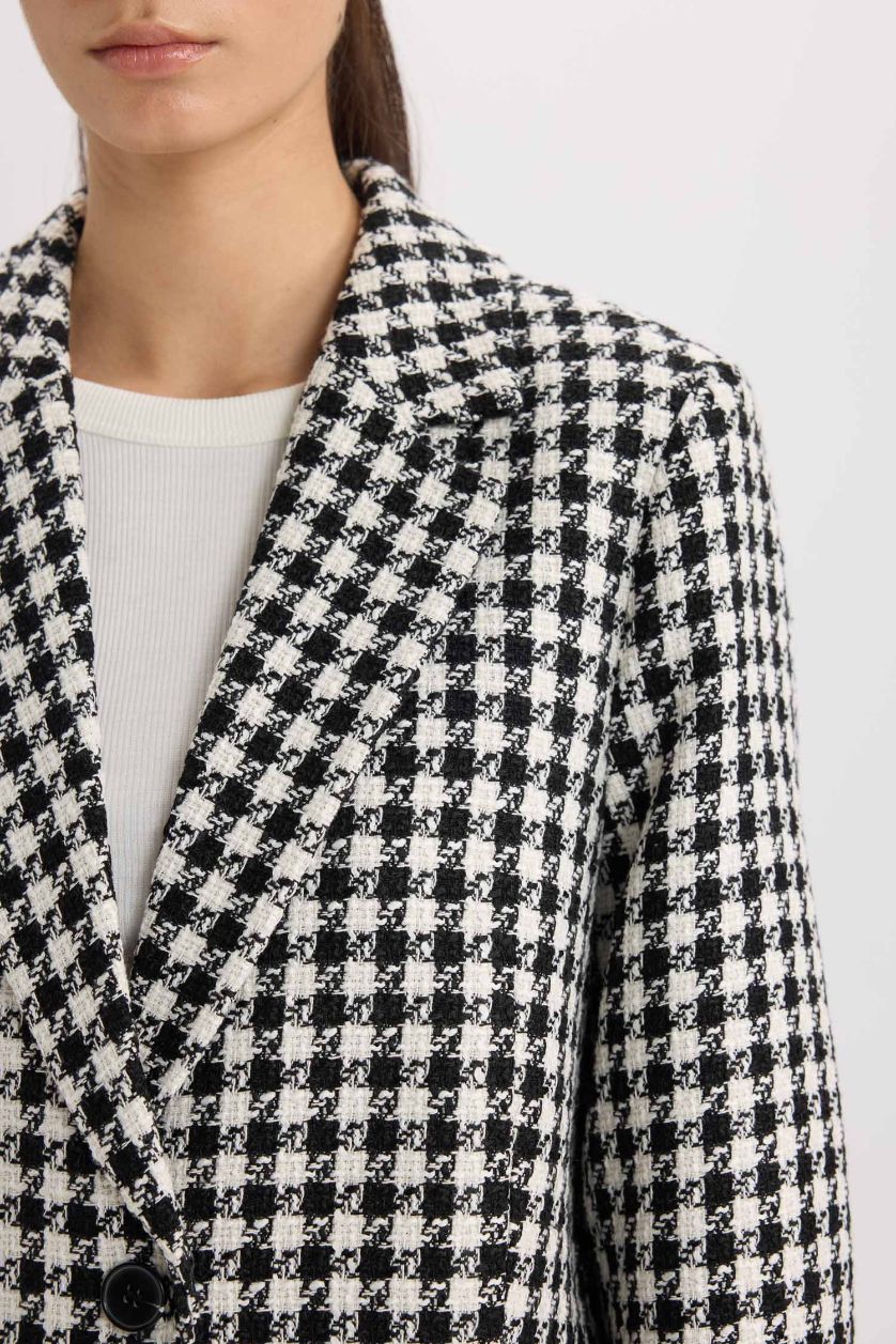 نساء أسود سترة بليزر اوفر سايز واسع بأزرار