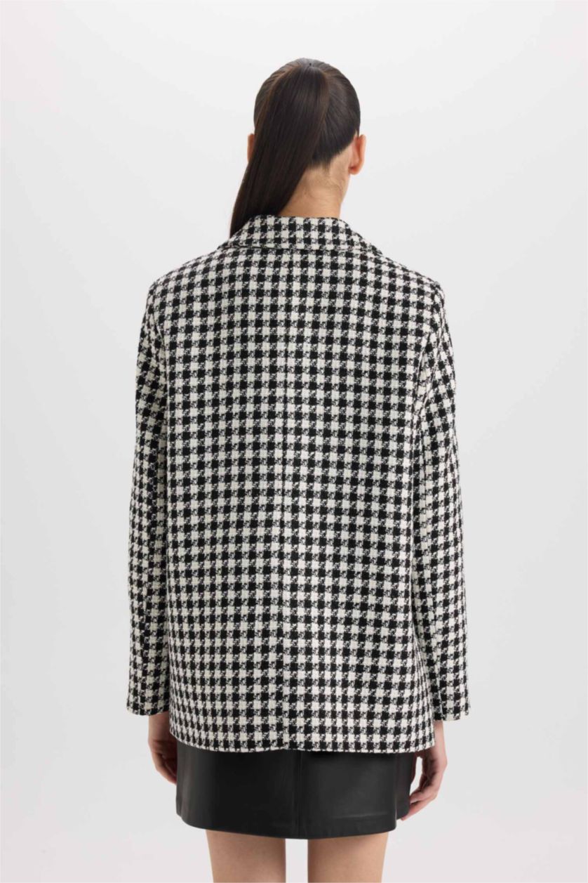 نساء أسود سترة بليزر اوفر سايز واسع بأزرار