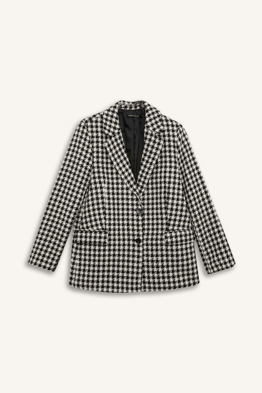 نساء أسود سترة بليزر اوفر سايز واسع بأزرار