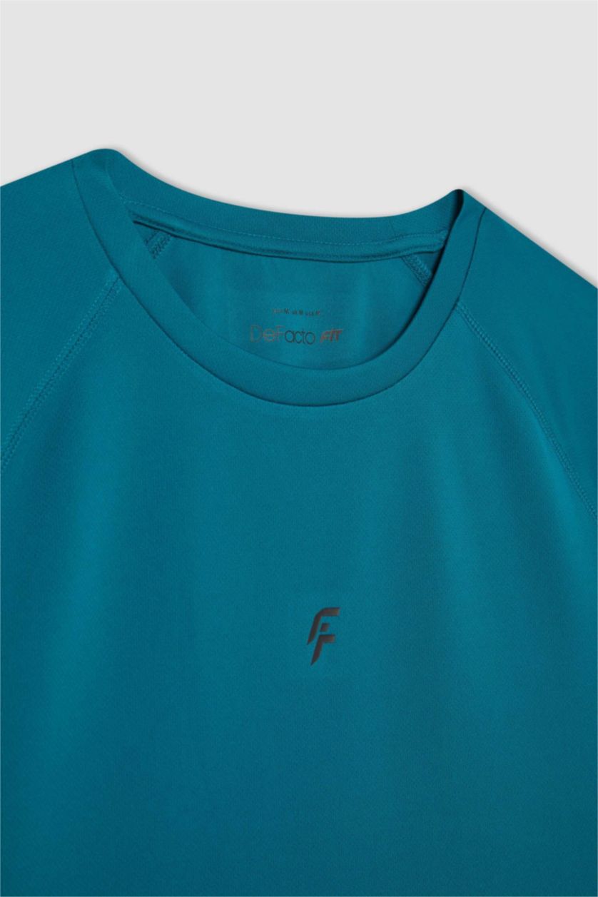 رجال أخضر غامق تي شيرت رياضي سليم فيت مطبوع من DeFactoFit