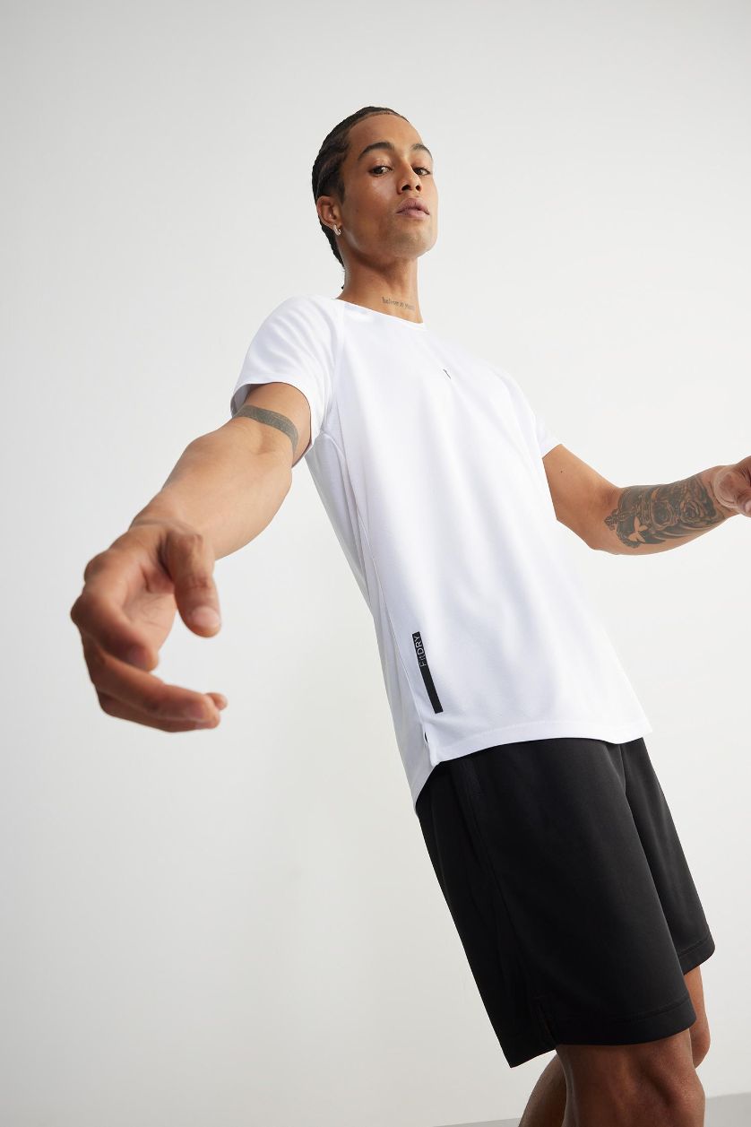 رجال أبيض تي شيرت رياضي نص ردن سليم فيت من DeFactoFit