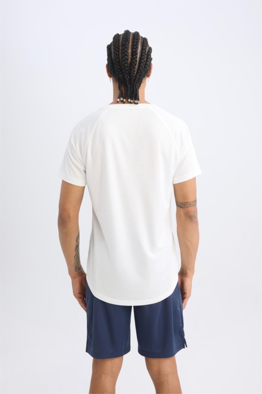 رجال أبيض تي شيرت رياضي نص ردن سليم فيت من DeFactoFit