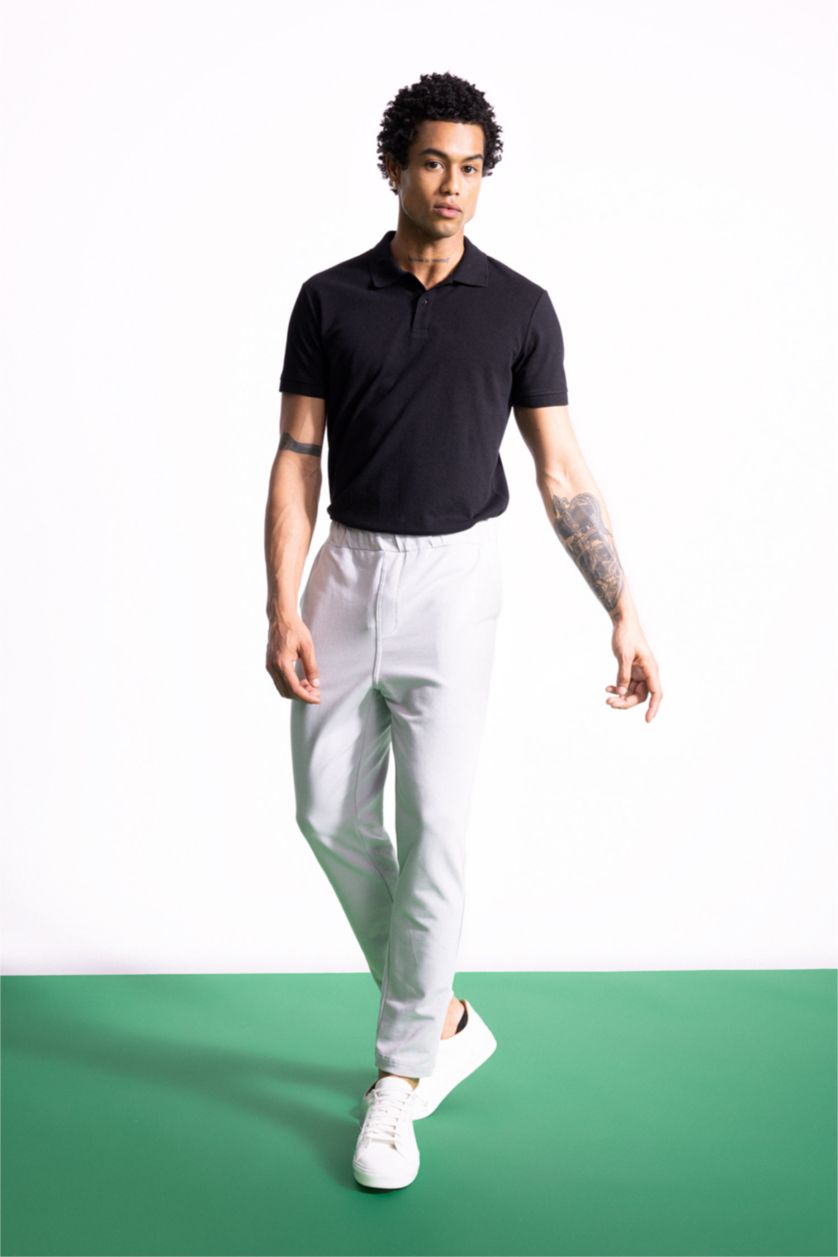 MAN Black Defacto Fit Slim Fit Polo Neck Polo T-Shirt