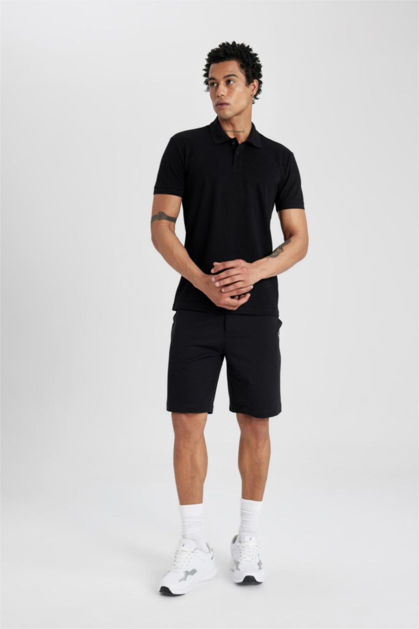 MAN Black Defacto Fit Slim Fit Polo Neck Polo T-Shirt