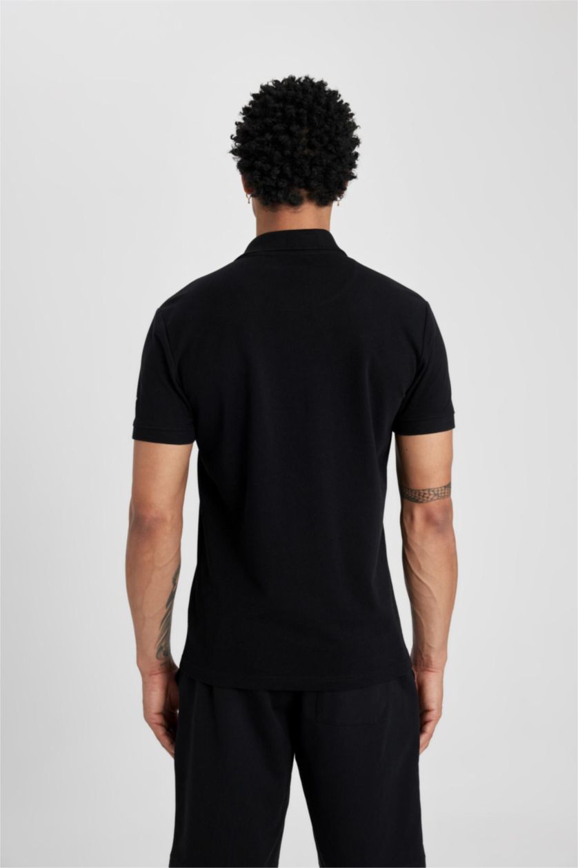 MAN Black Defacto Fit Slim Fit Polo Neck Polo T-Shirt