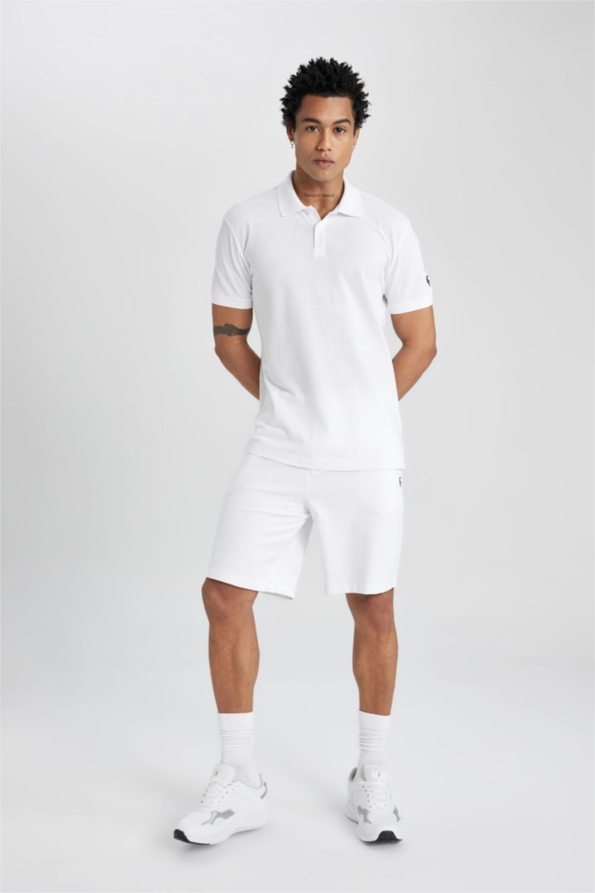 MAN White Defacto Fit Slim Fit Polo Neck Polo T-Shirt