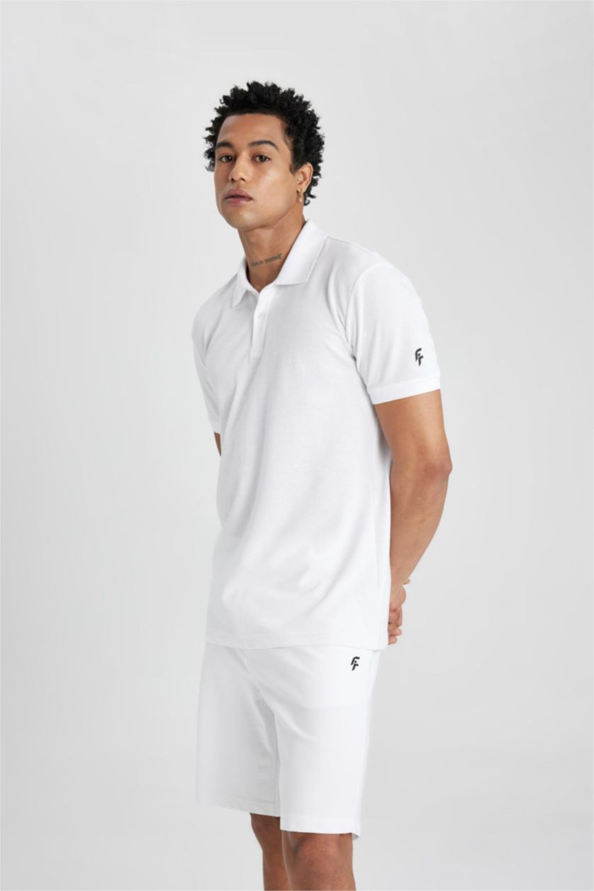 MAN White Defacto Fit Slim Fit Polo Neck Polo T-Shirt
