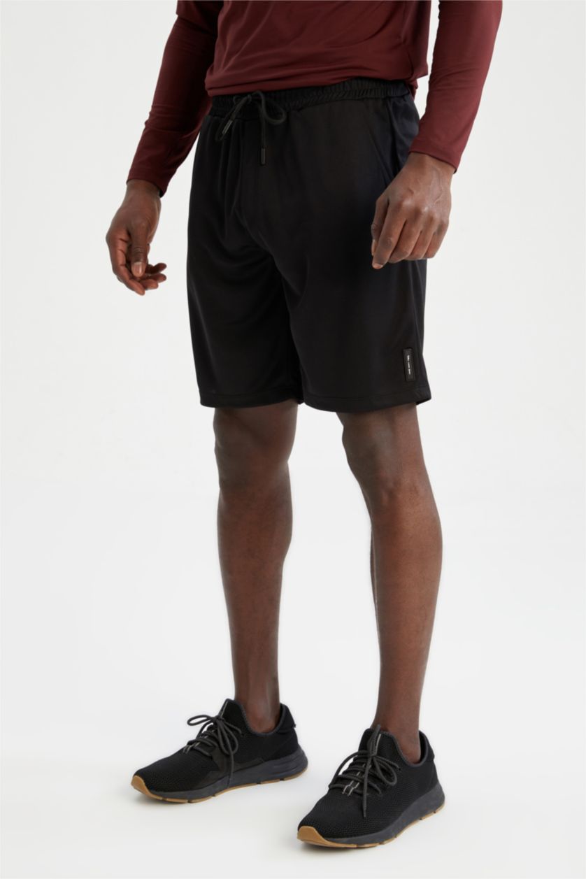 MAN Black Slim Fit Tie Waist Sports Short