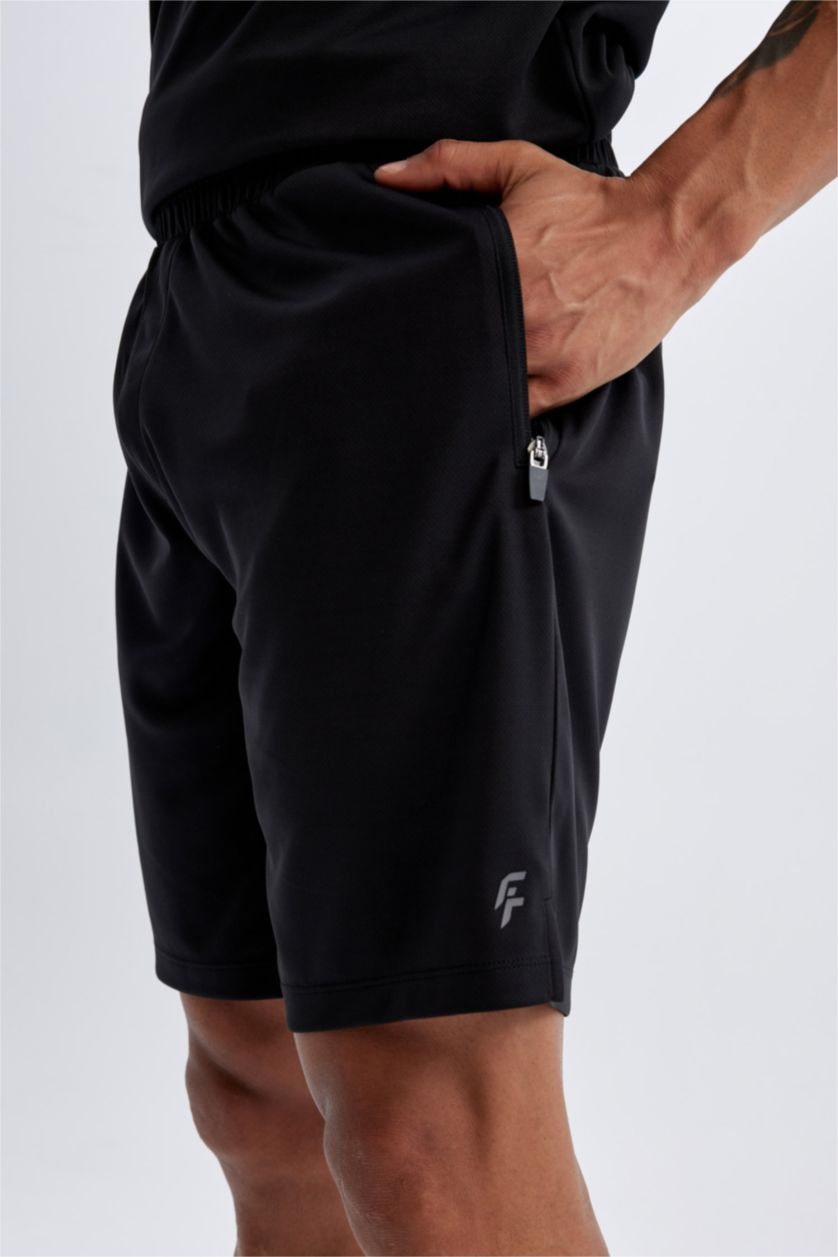 Erkek Siyah Slim Fit Dar Kesim Sporcu Standart Paça Şort