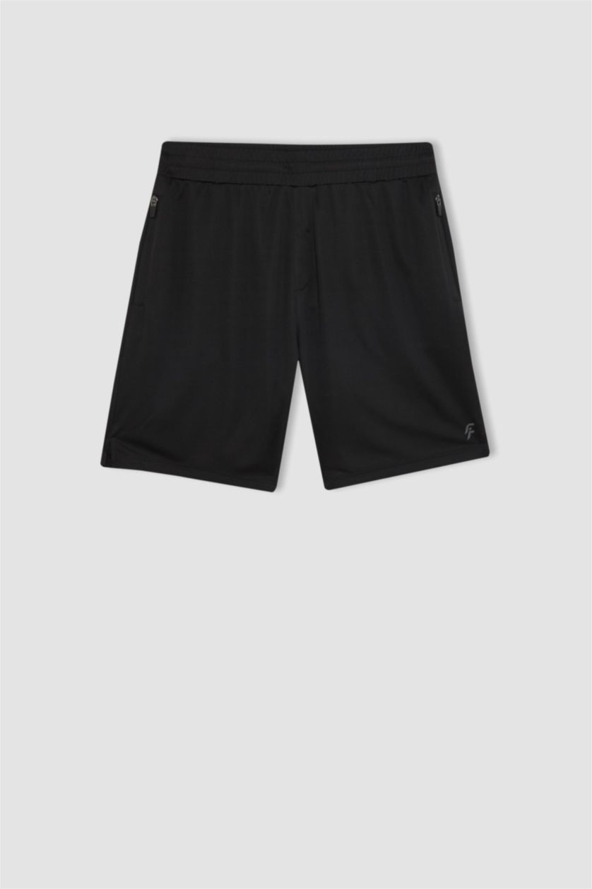 Erkek Siyah Slim Fit Dar Kesim Sporcu Standart Paça Şort