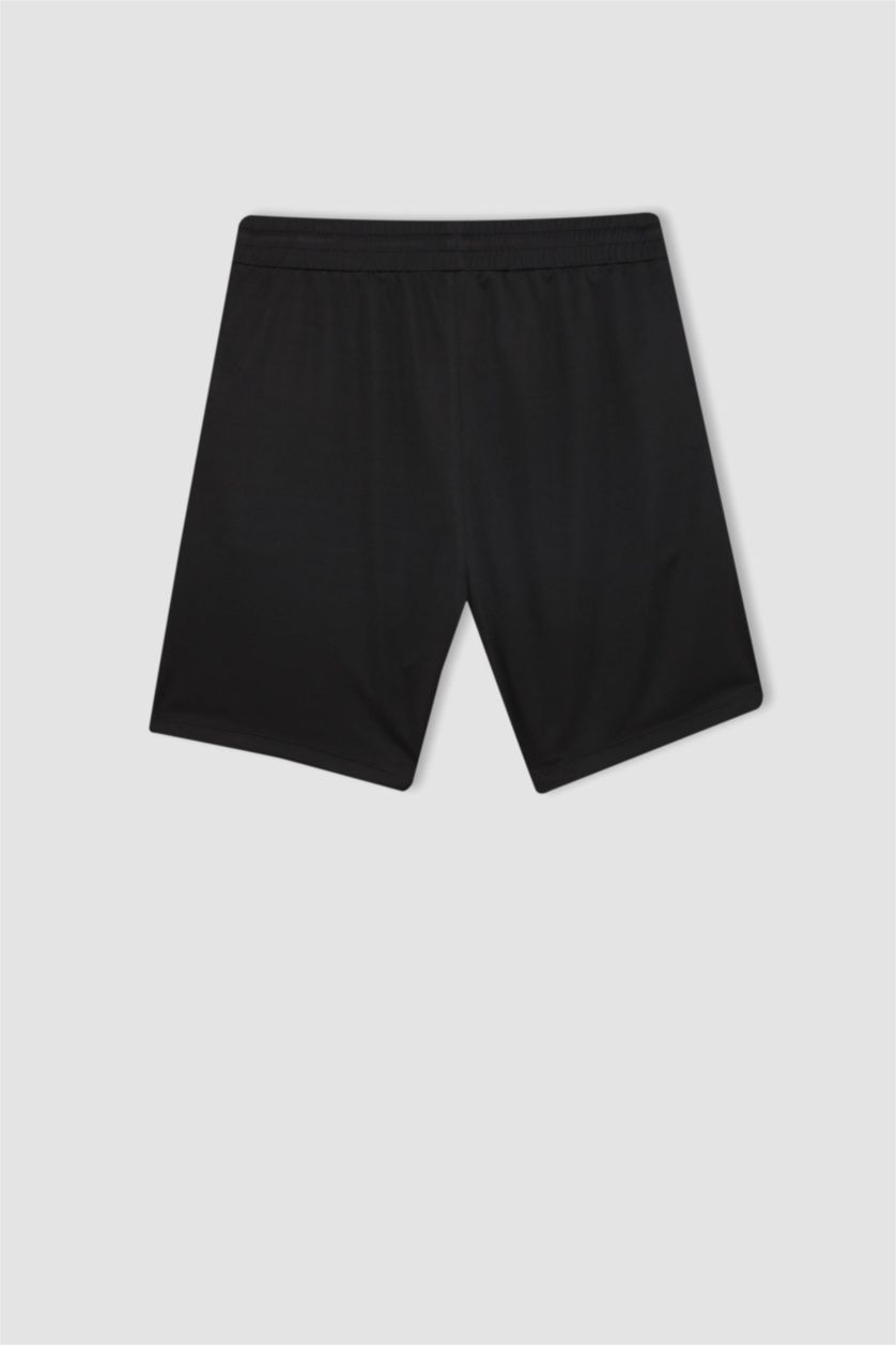 Erkek Siyah Slim Fit Dar Kesim Sporcu Standart Paça Şort