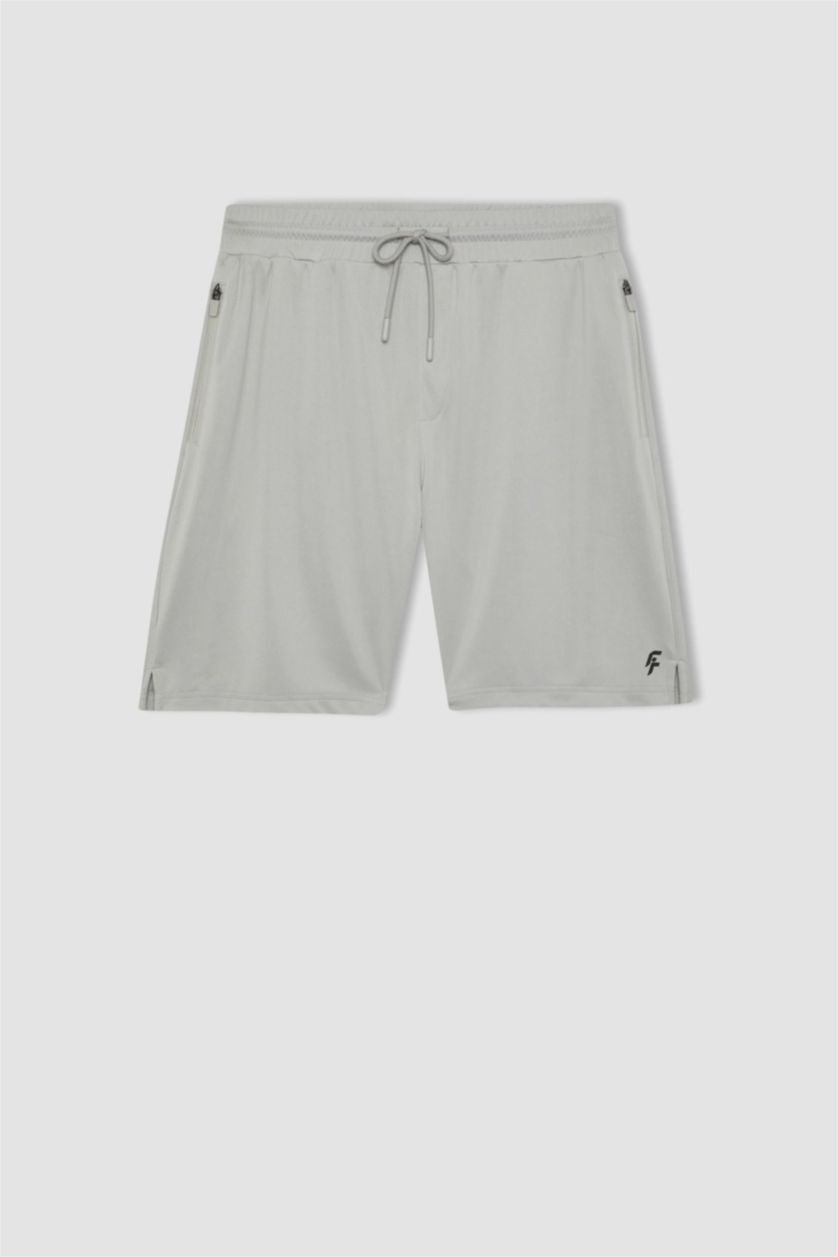 Erkek Açık Gri DeFactoFit Slim Fit Dar Kesim Sporcu Standart Paça Şort