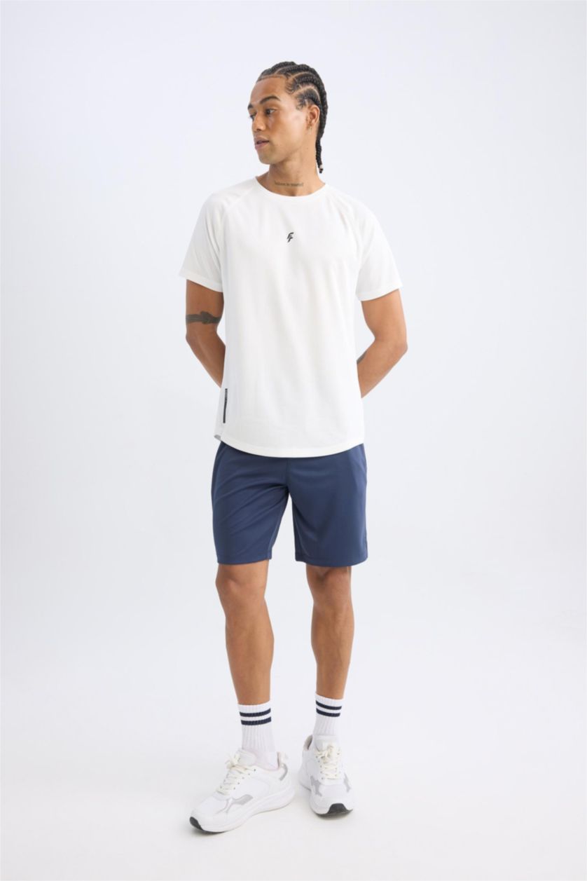 Erkek Lacivert Hızlı Kuruyan Slim Fit Dar Kesim Sporcu Standart Paça Şort