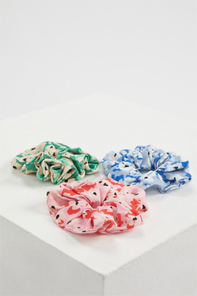 Kadın Karma Çiçek Desenli 3'lü Lastik Toka