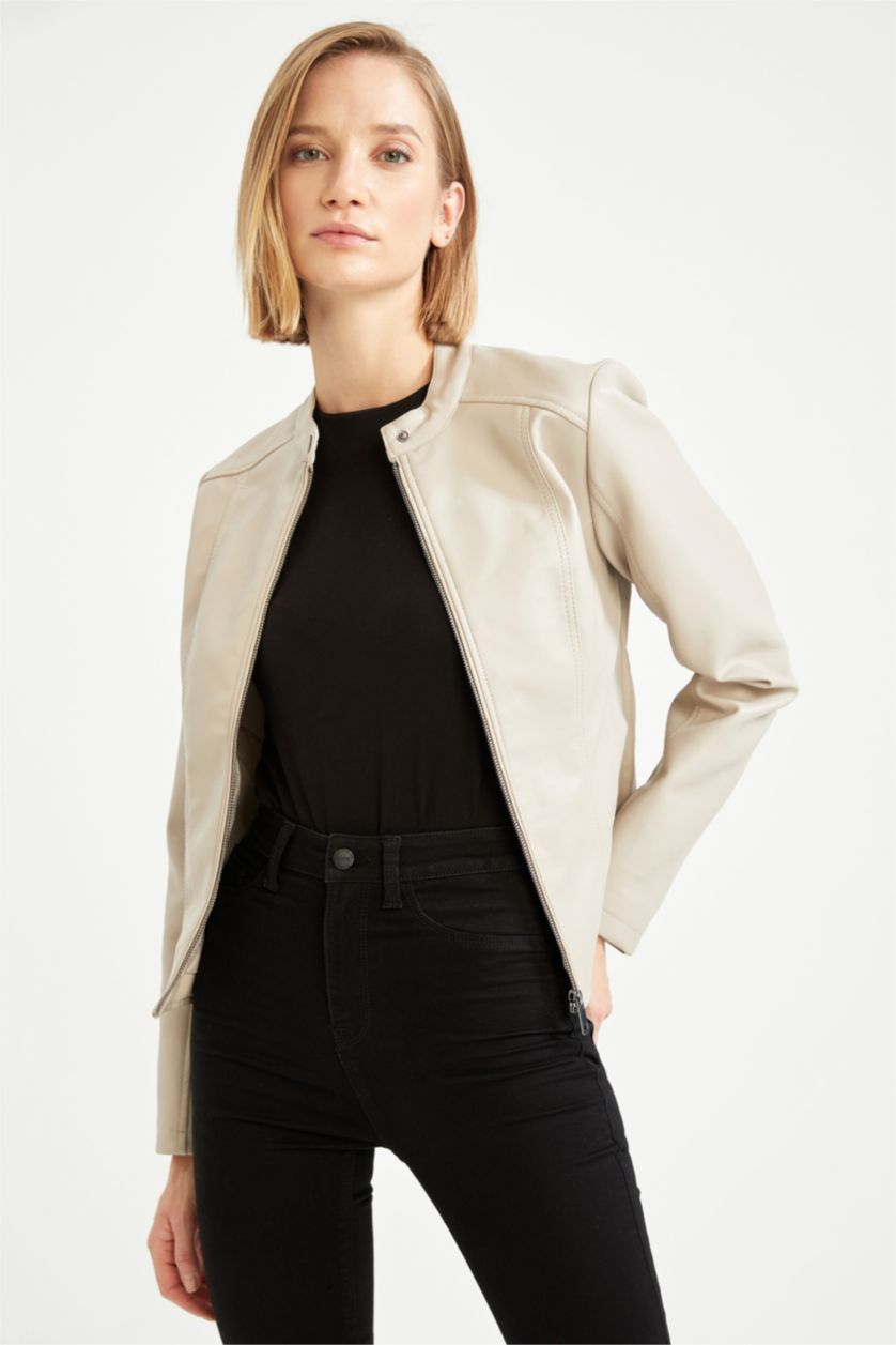 WOMAN Sand Faux Leather Jacket