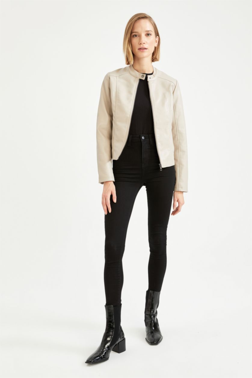 WOMAN Sand Faux Leather Jacket