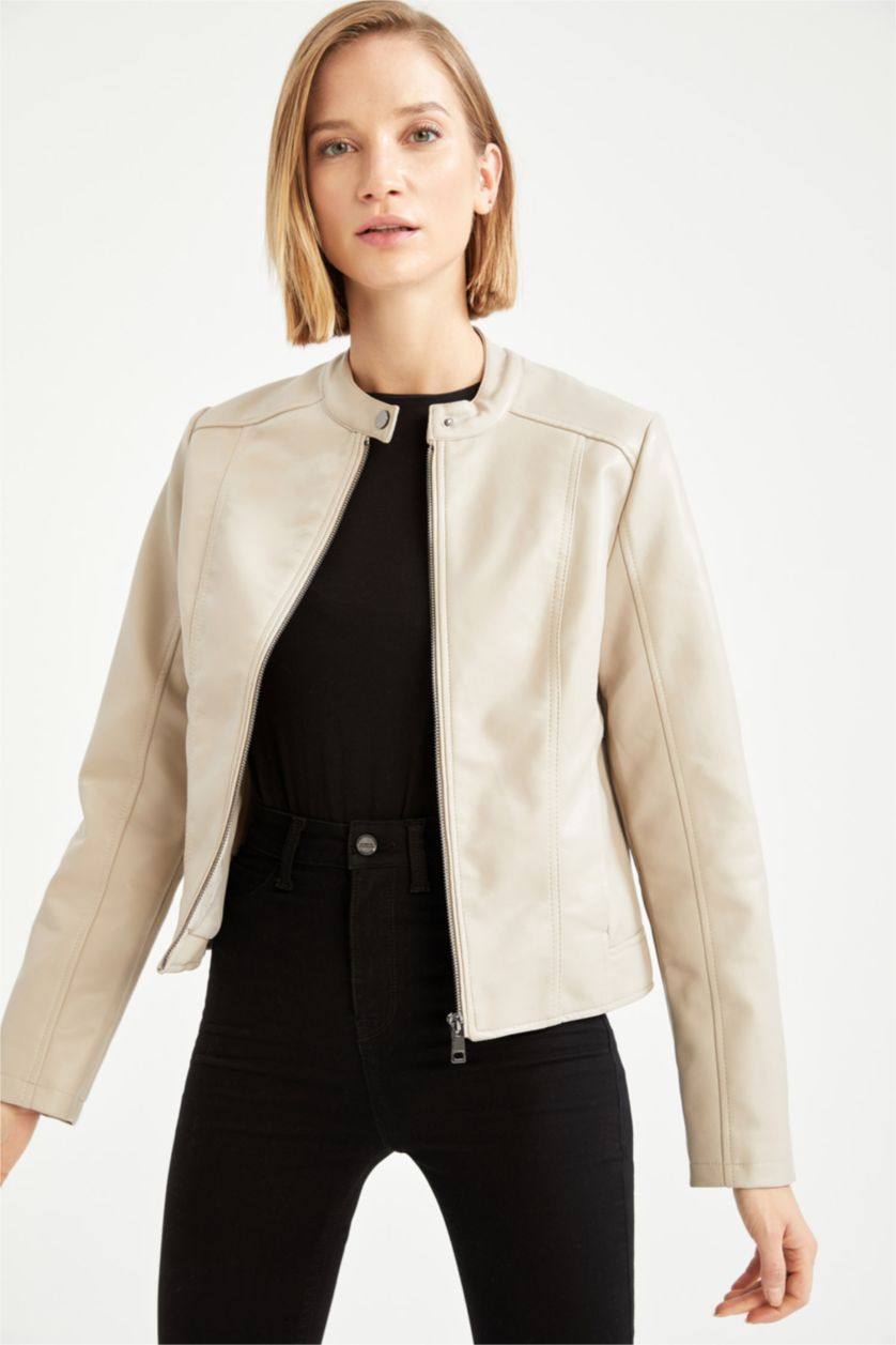 WOMAN Sand Faux Leather Jacket