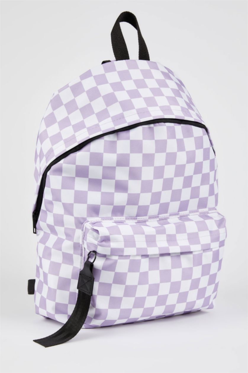 WOMAN Lilac Women's Defacto Fit Checkerboard Pattern School Backpack