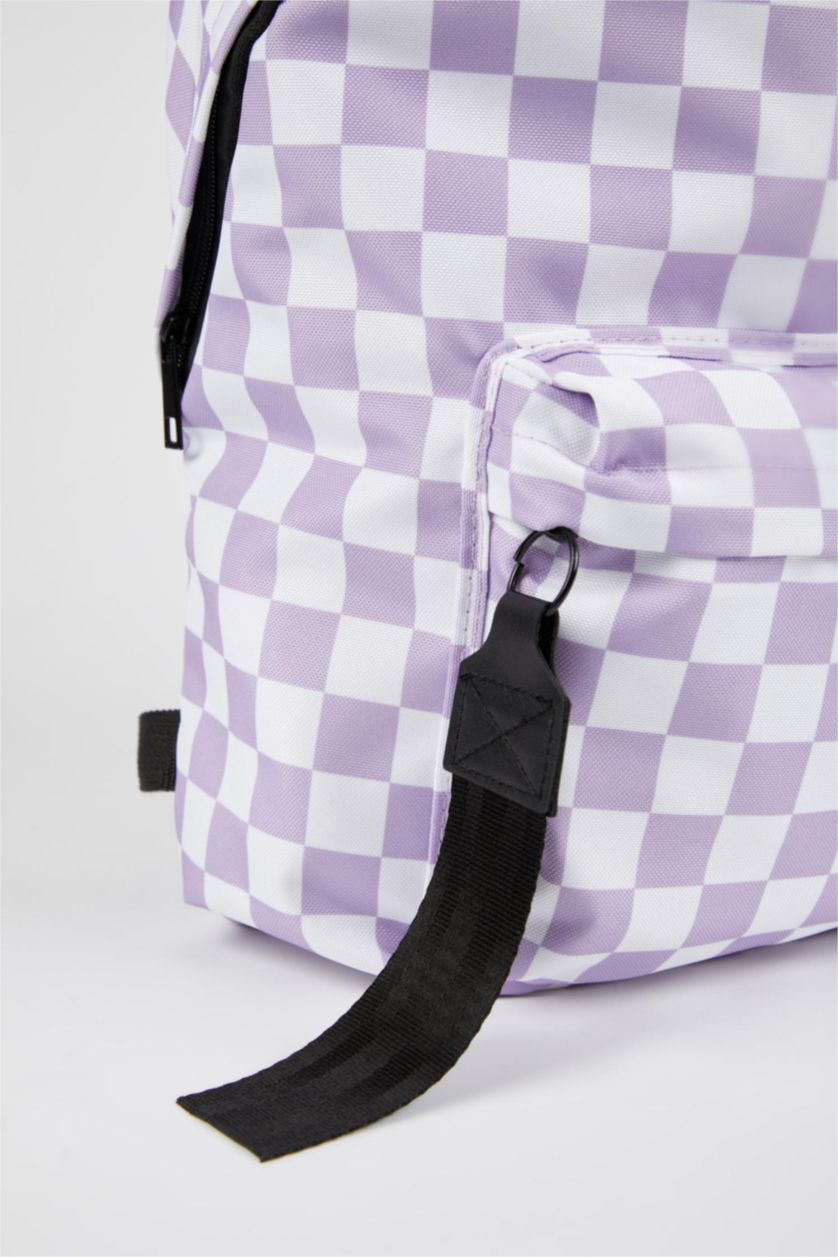 WOMAN Lilac Women's Defacto Fit Checkerboard Pattern School Backpack