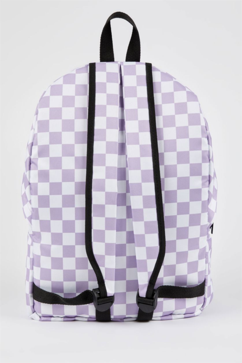 WOMAN Lilac Women's Defacto Fit Checkerboard Pattern School Backpack