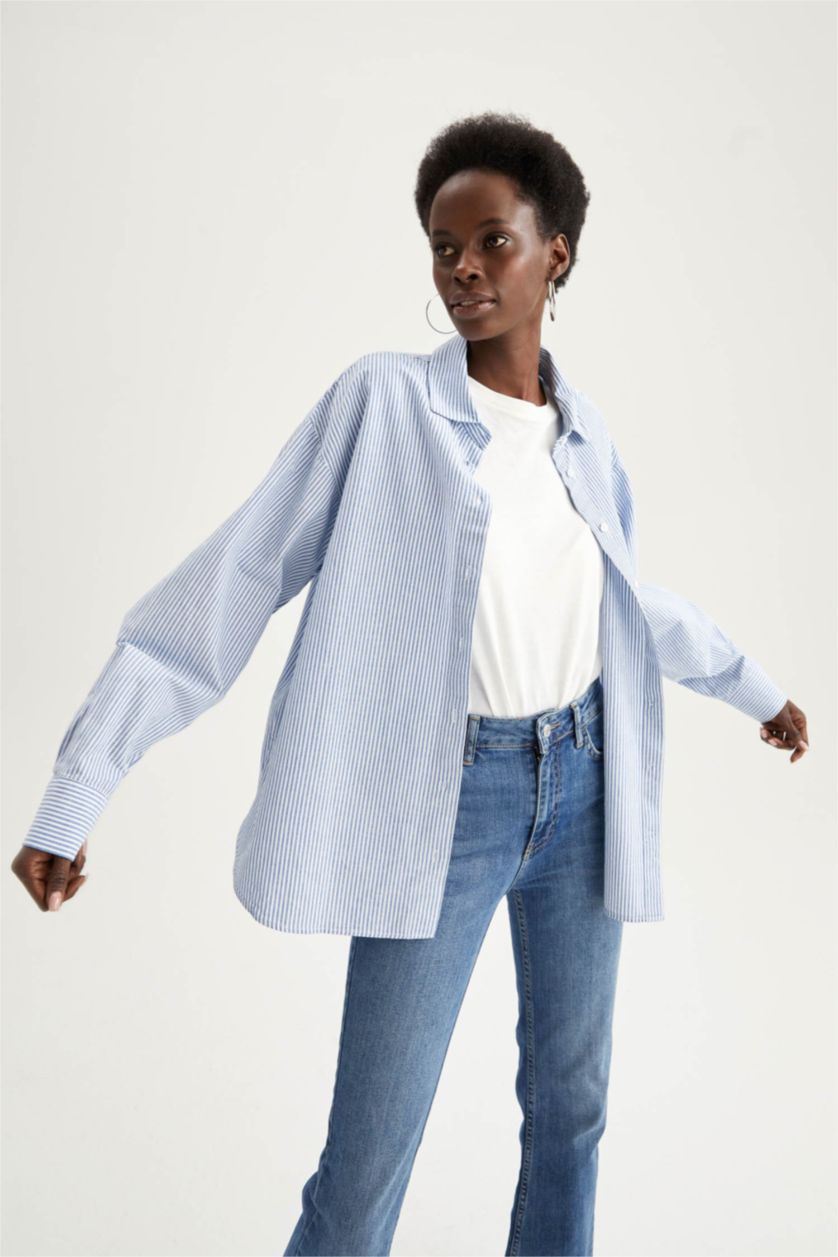 FEMME Bleu Chemise ample à rayures