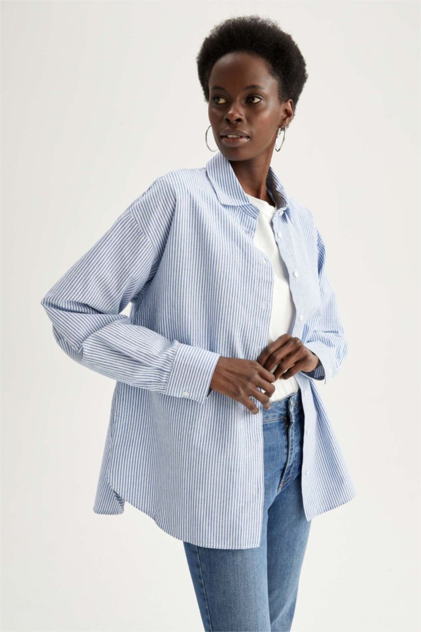 FEMME Bleu Chemise ample à rayures