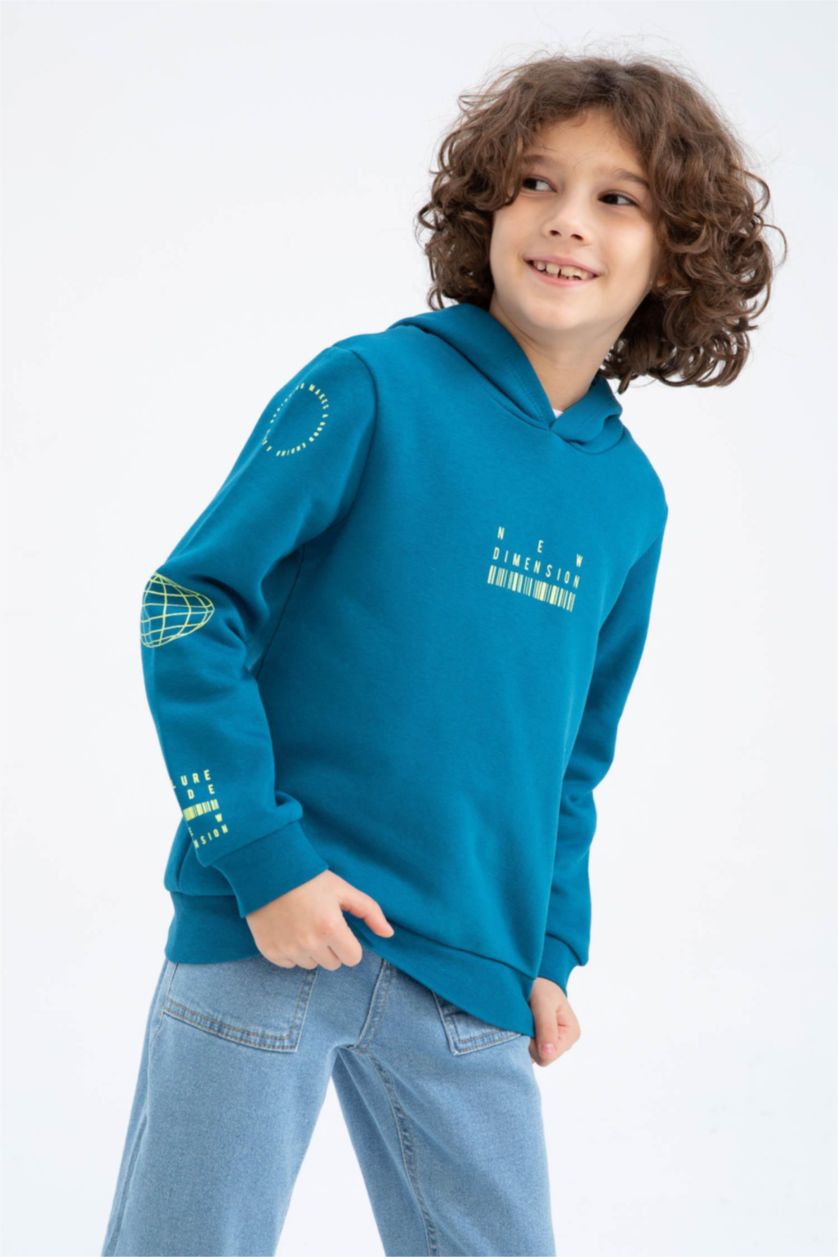 BOYS & TEENS Petrol Boy Regular Fit Hoodie Sweatshirt