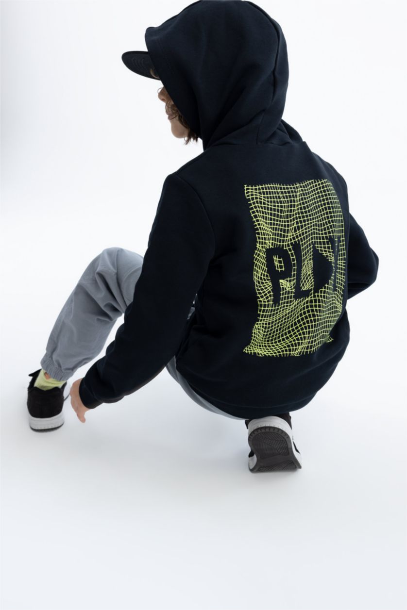 GARÇONS Noir Sweat À Capuche Regular Fit Pour Garçon