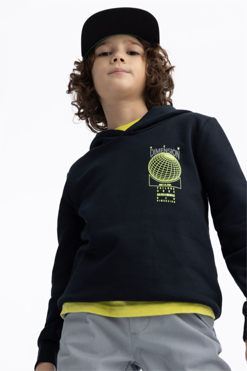 GARÇONS Noir Sweat À Capuche Regular Fit Pour Garçon