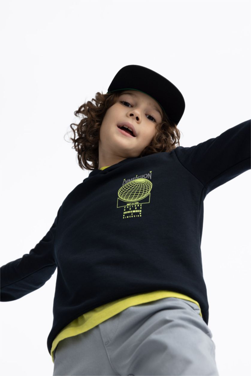 GARÇONS Noir Sweat À Capuche Regular Fit Pour Garçon